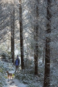 me and mommy in the woods